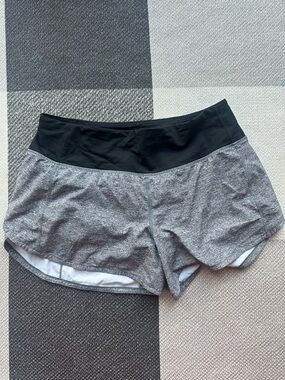 lululemon athletica Gray Athletic Shorts with Black Waistband